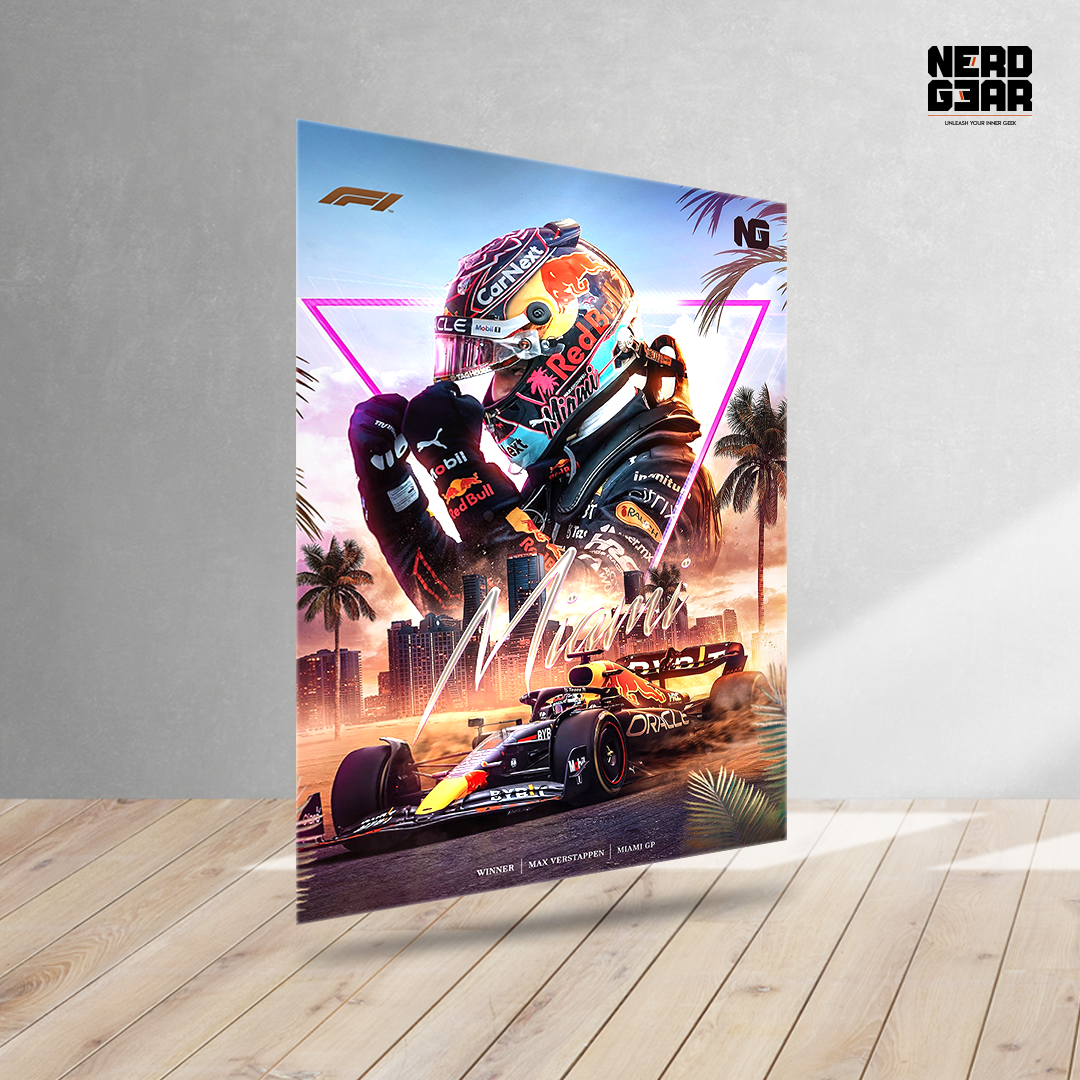 Max Verstappen Miami Metal Poster