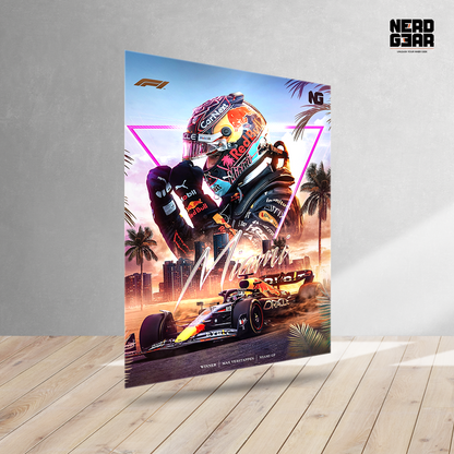 Max Verstappen Miami Metal Poster