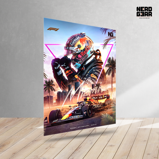 Max Verstappen Miami Metal Poster