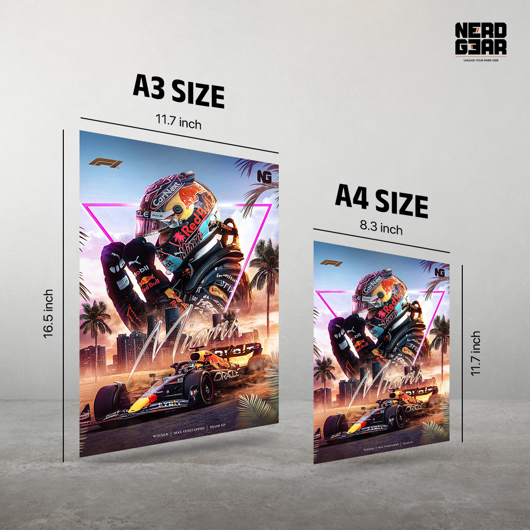 Max Verstappen Miami Metal Poster
