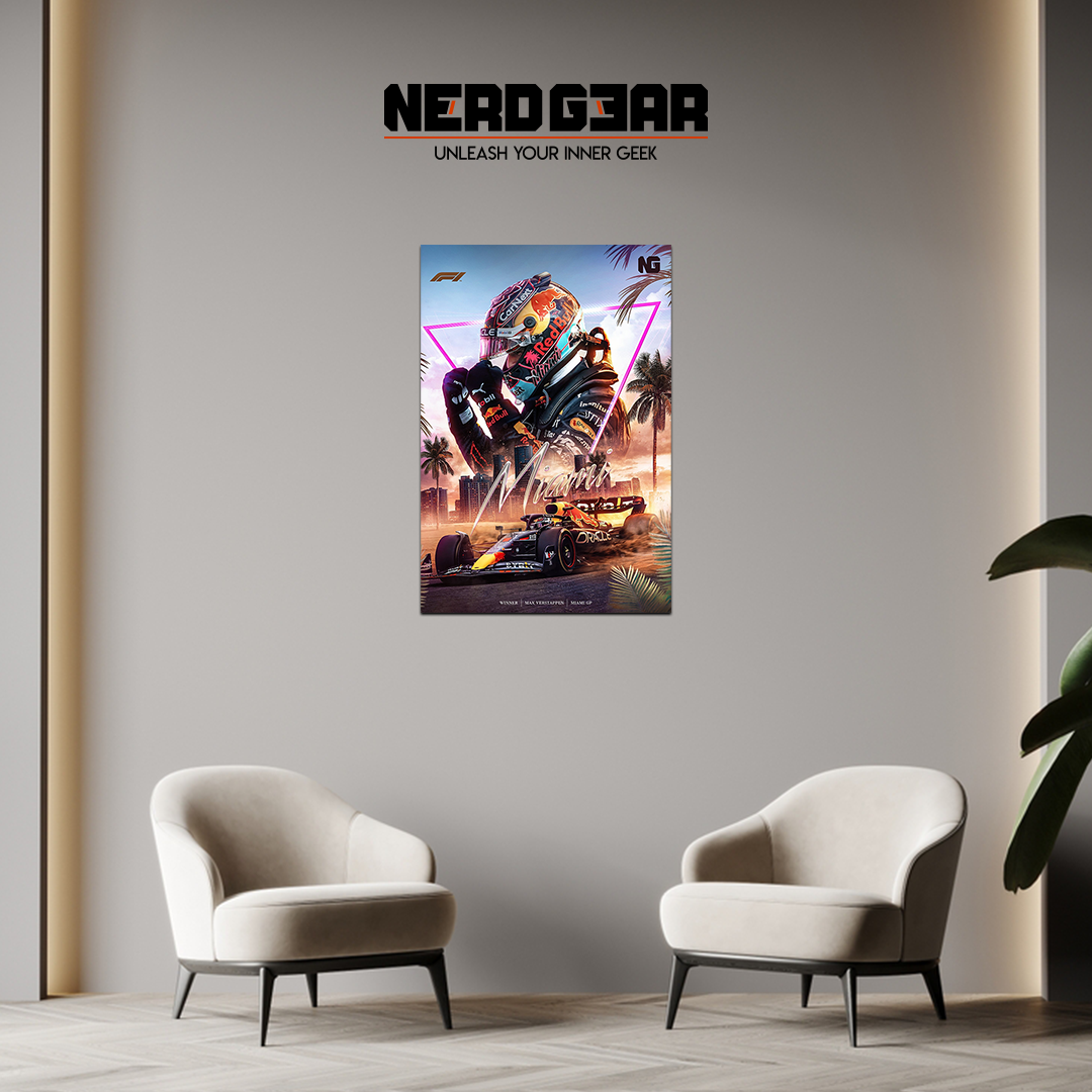 Max Verstappen Miami Metal Poster